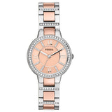 Fossil Women's Virginia Stainless Steel Crystal-Accented Dress Quartz Watch ES3405