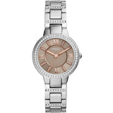 Fossil Women ES4147 Virginia Three Hand Stainless Steel Watch (Silver)