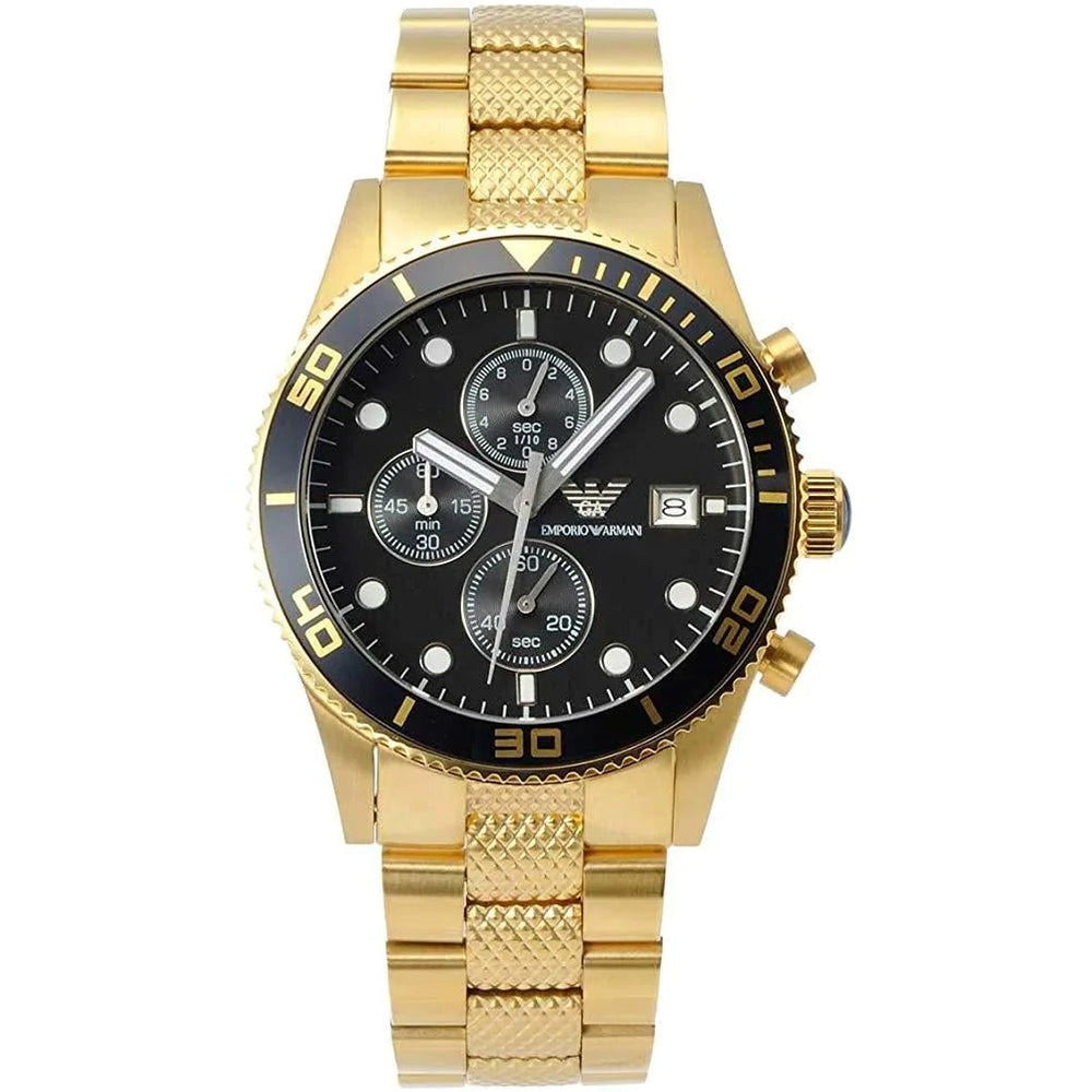 Chronograph Watch Gold Plated Armani Watch Emporio Armani Men's