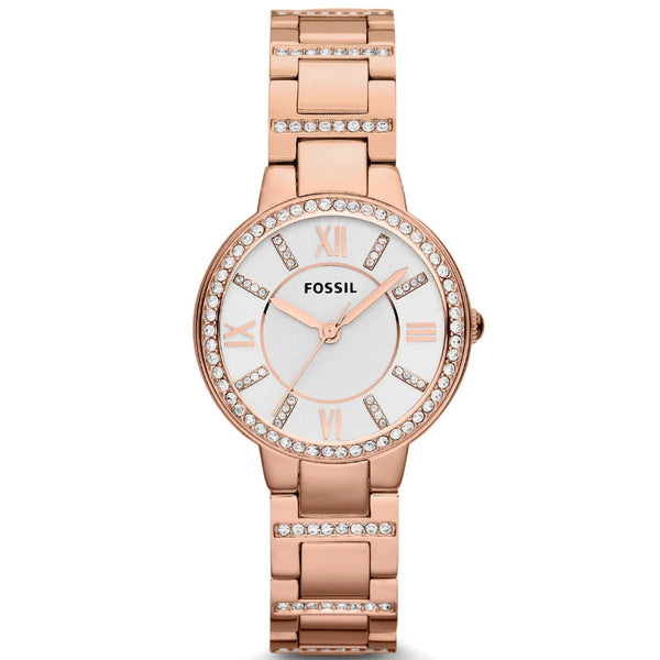 Fossil Women's Virginia Stainless Steel Crystal-Accented Dress Quartz Watch ES3284