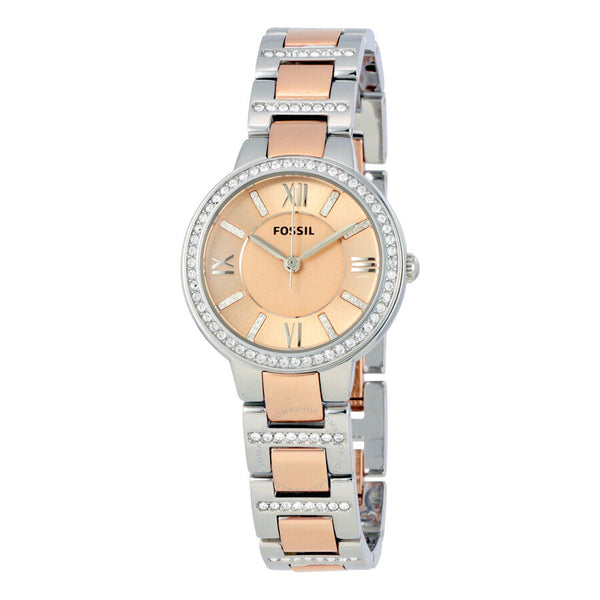 Fossil Women's Virginia Stainless Steel Crystal-Accented Dress Quartz Watch ES3405