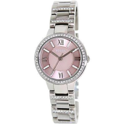 Fossil Women's Virginia Stainless Steel Crystal-Accented Dress Quartz Watch ES3504